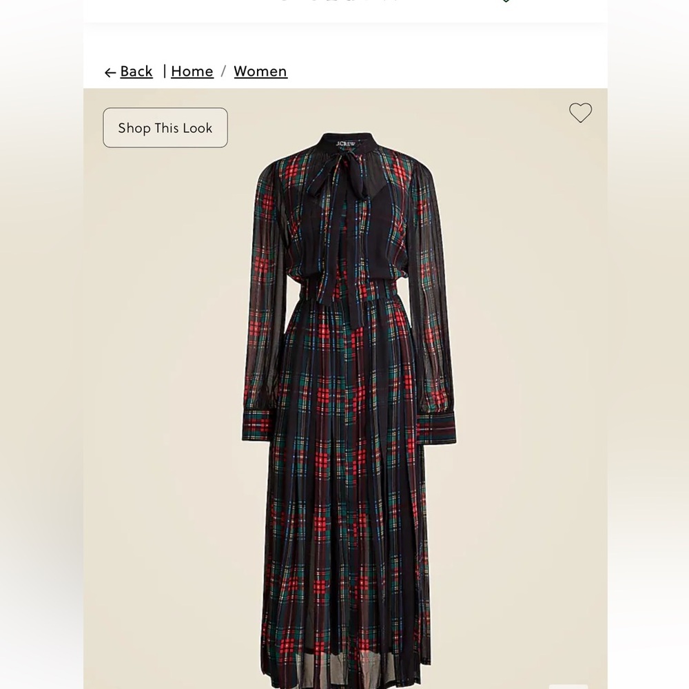 JCREW Tie-neck dress in Stewart tartan viscose chiffon.